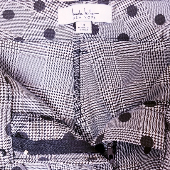 14 Nicole Miller NY glen-plaid polkadot pants - Picture 4 of 8